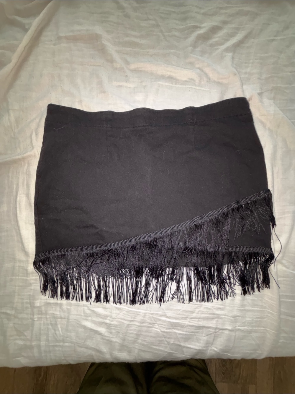 SHEIN Black Asymmetric Fringe Mini Skirt